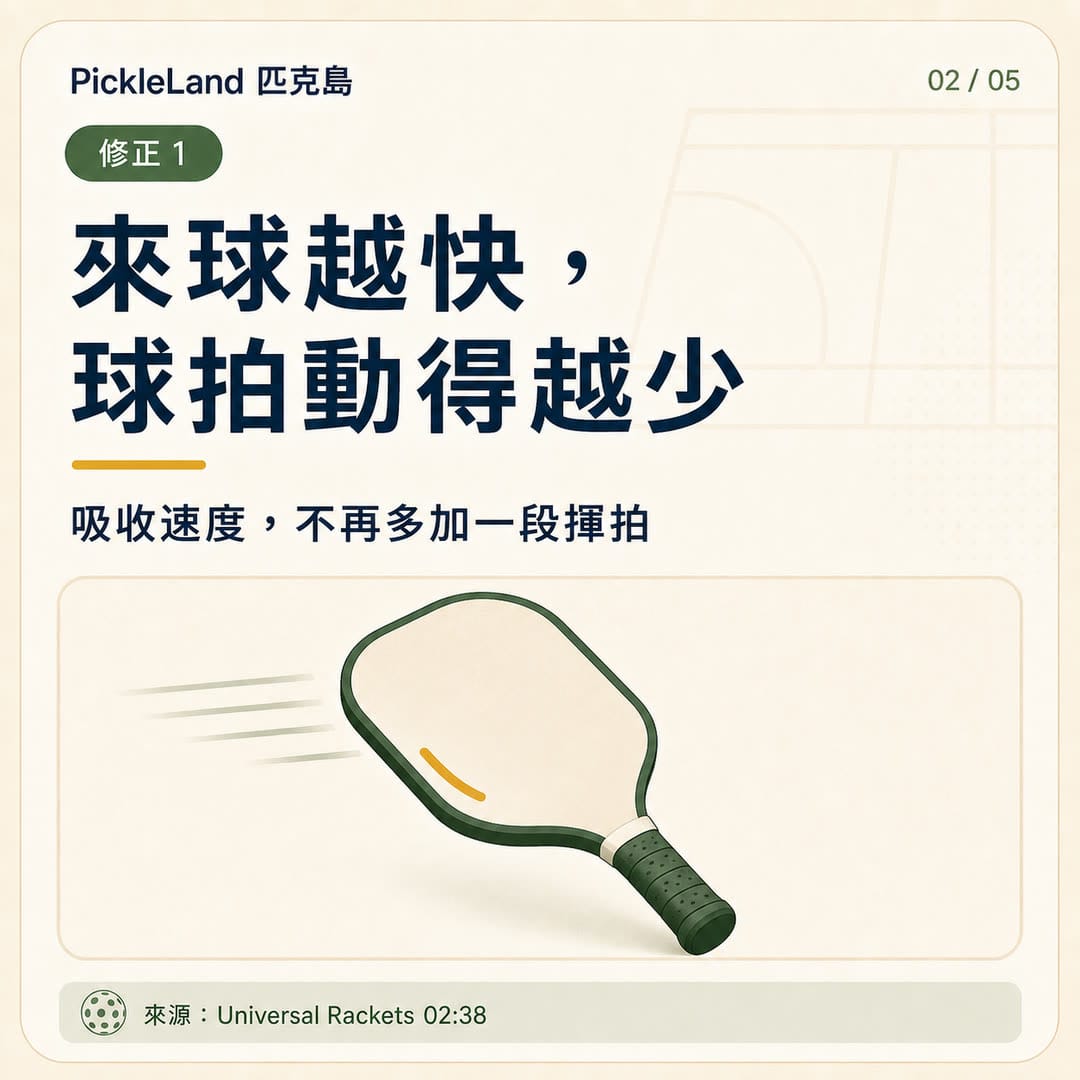 PickleLand 短擋截擊圖卡,來球越快球拍移動越少,吸收速度而不是再加一段揮拍