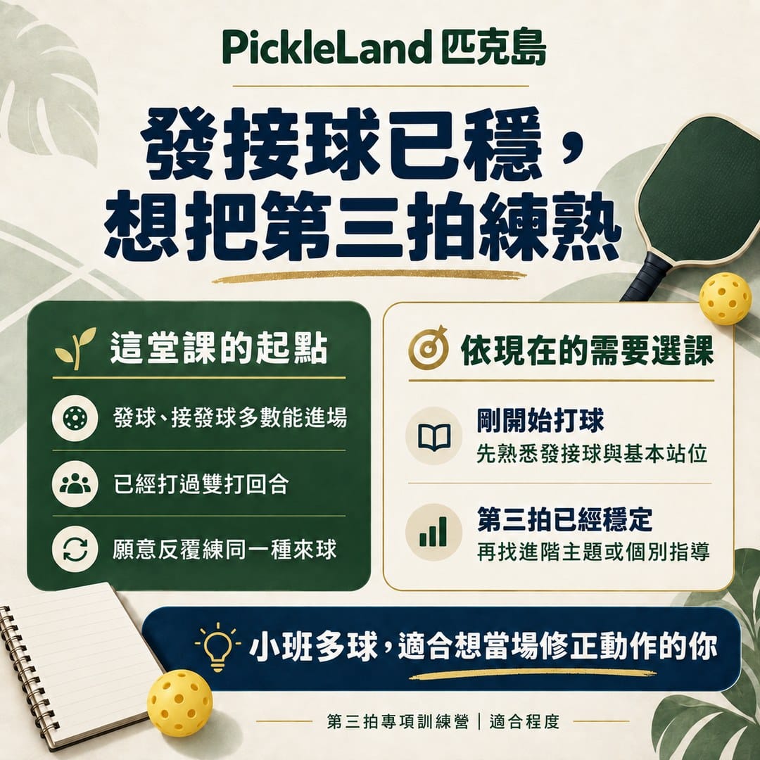 具備基本發接球與雙打經驗的球友,如何判斷第三拍專項課程是否適合