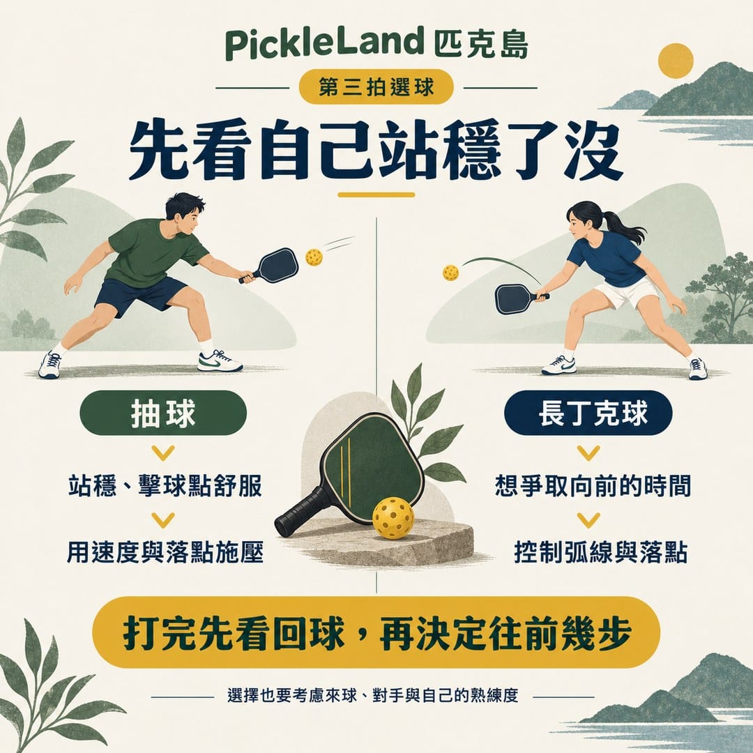先確認站穩與擊球點,再理解抽球和長丁克球的用途